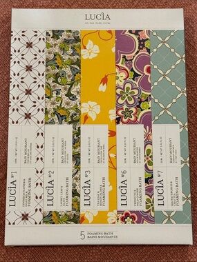 Lucia Foaming Bath Set in glass vials - 5 scents NWT